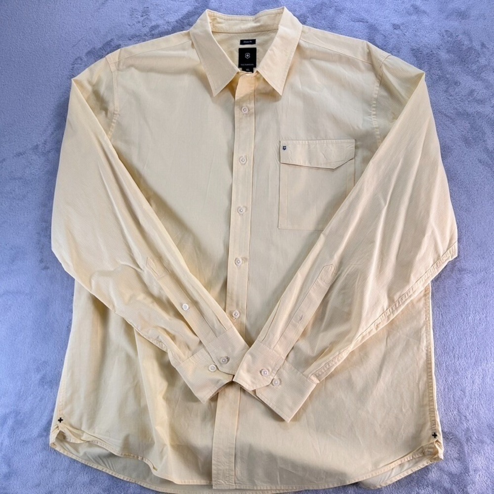 Victorinox Shirt Mens‎ Size XL Yellow Classic Fit Long Sleeve 100% Cotton